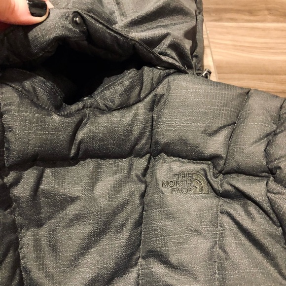 ✨ North Face ✨ 550 Down Jacket Gray/Olive pattern Coat Long Puffy Parka - Picture 8 of 10